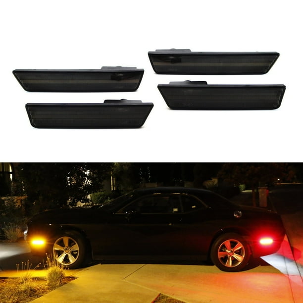 Amber Red LED Side Marker Light for Dodge Challenger 2015-2019 Smoke Lens Led Side Marker Lights Front /& Rear Sit Car Led Side Marker Lamp Kit